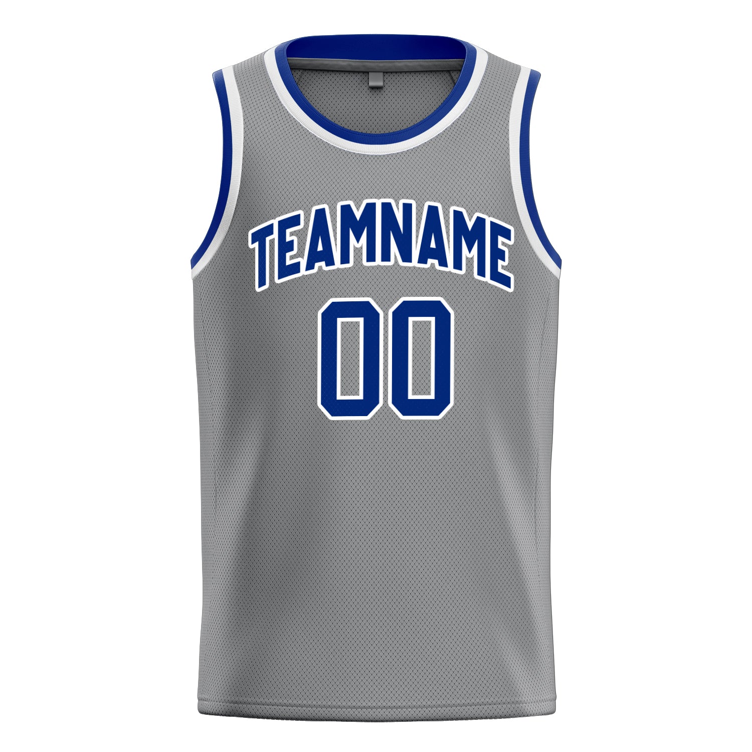 Personalized Gray & Royal Solid Color Basketball Jersey