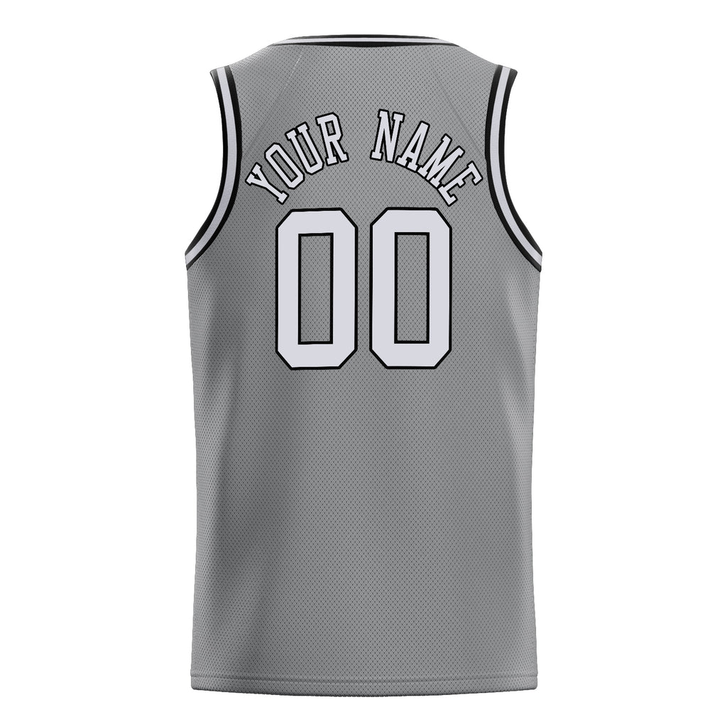 Personalized Gray & White Solid Color Basketball Jersey