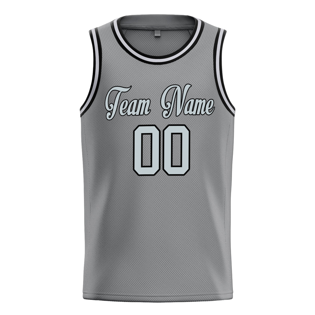Personalized Gray & White Solid Color Basketball Jersey