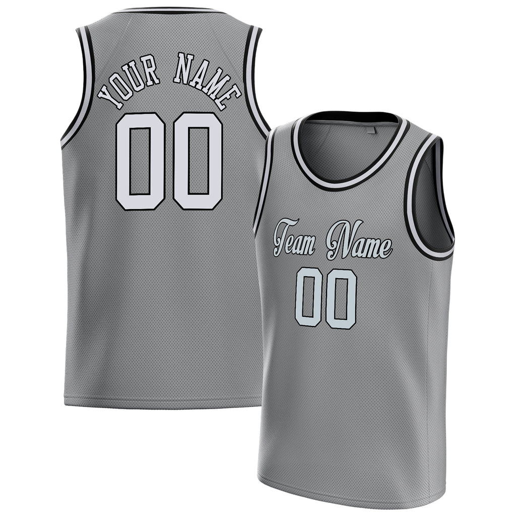 Personalized Gray & White Solid Color Basketball Jersey
