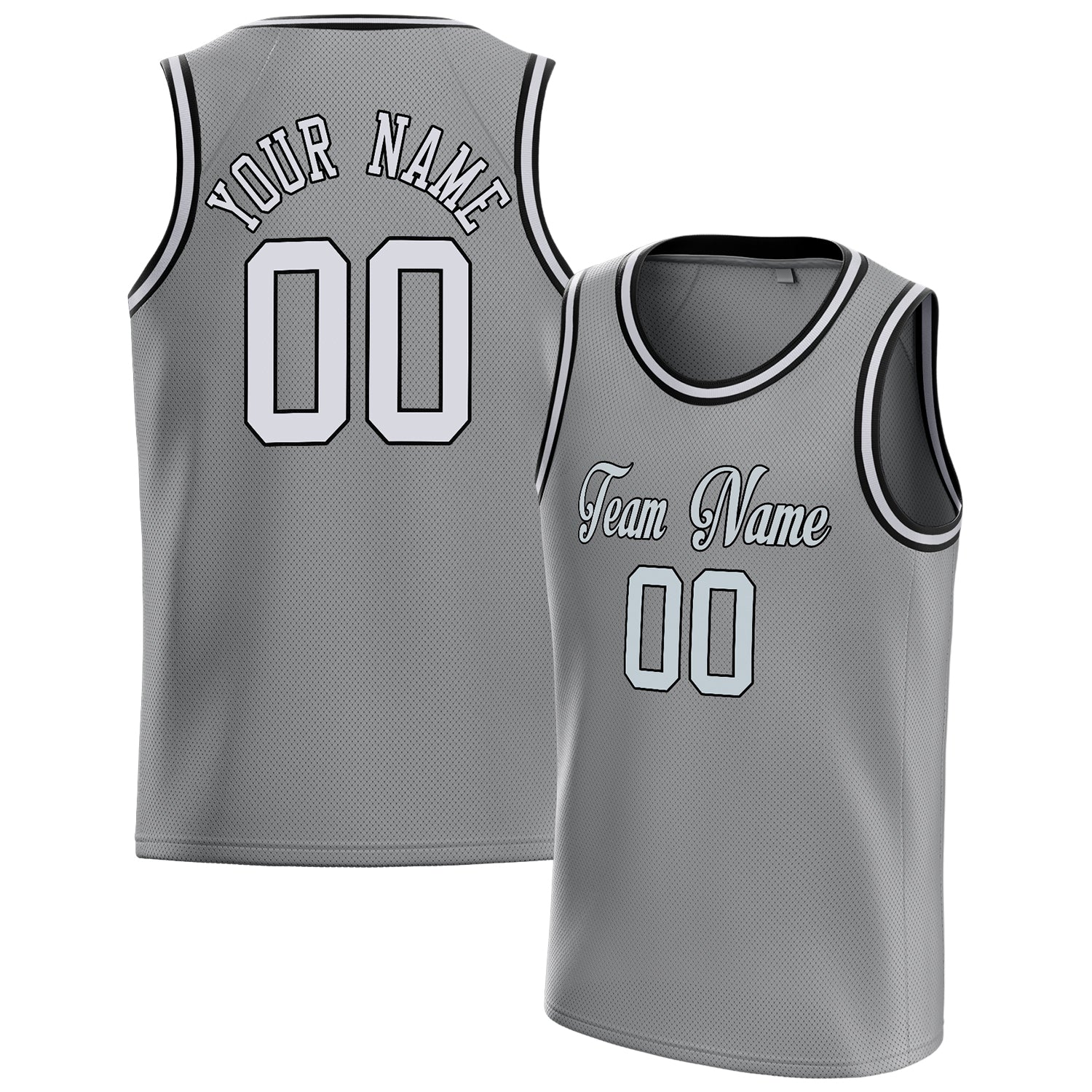 Personalized Gray & White Solid Color Basketball Jersey