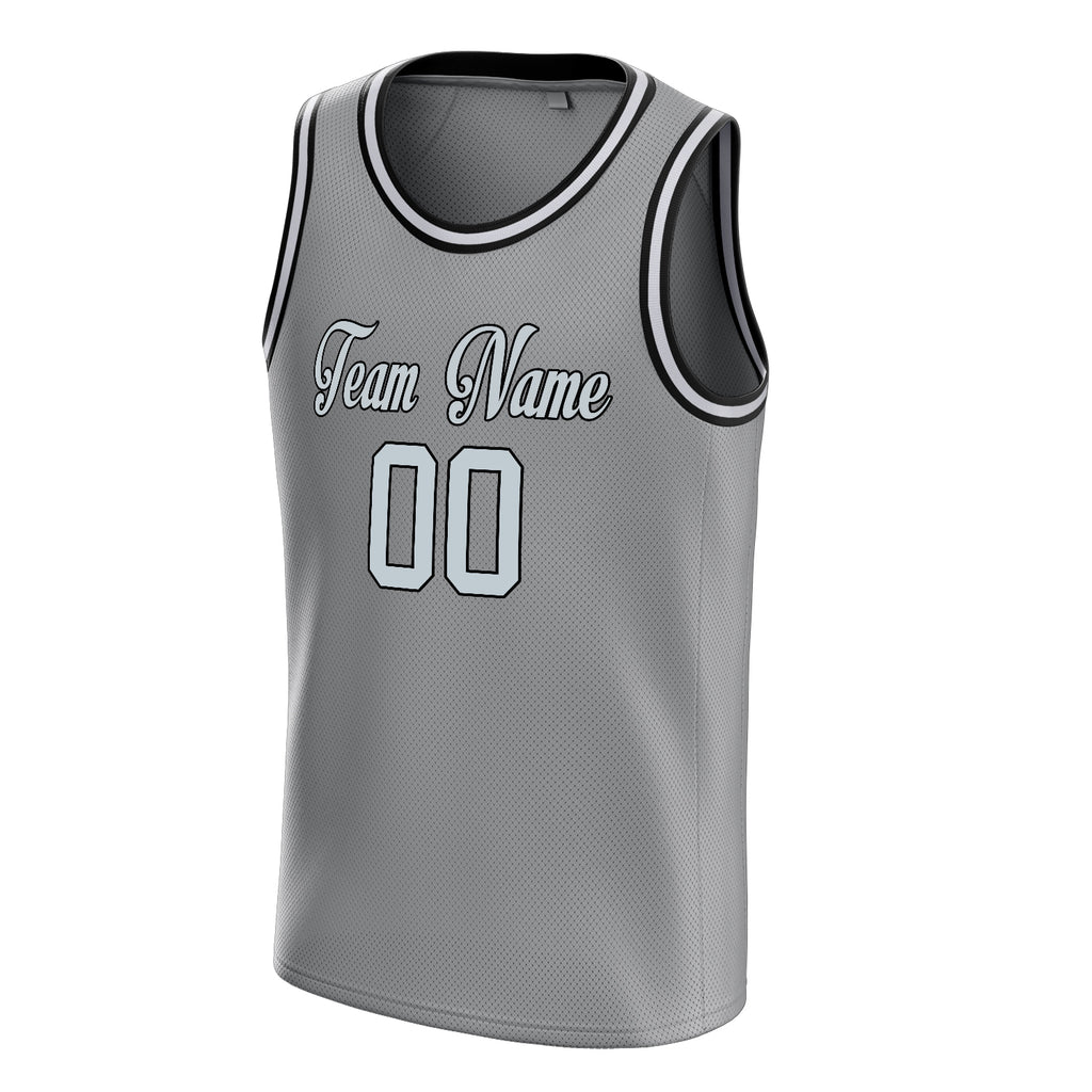 Personalized Gray & White Solid Color Basketball Jersey