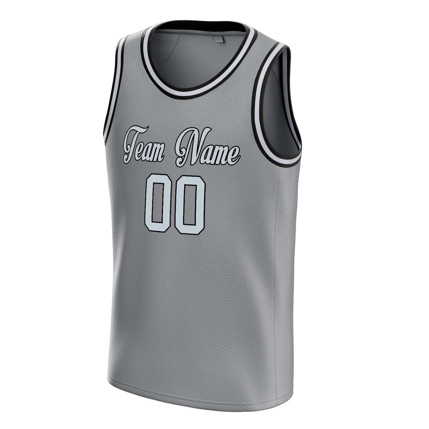 Personalized Gray & White Solid Color Basketball Jersey