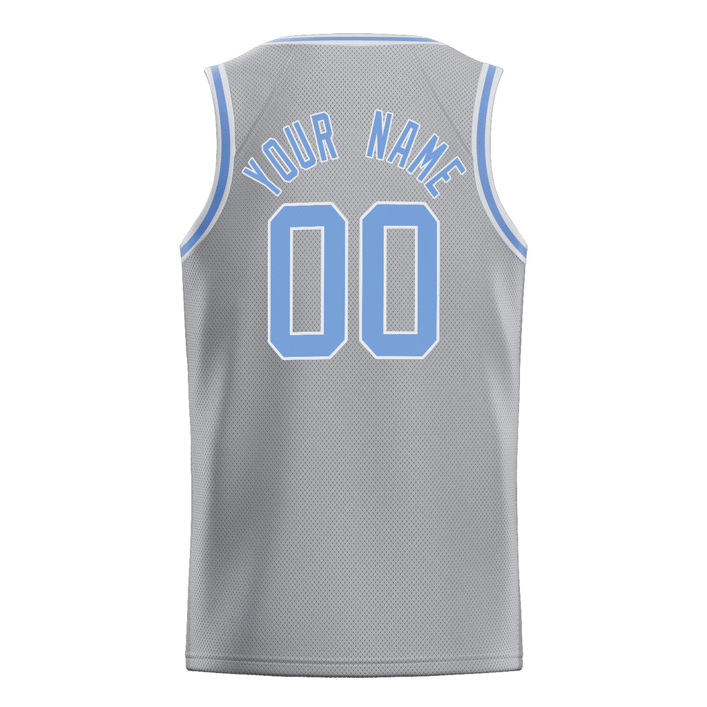 Personalized Gray & Light Blue Solid Color Basketball Jersey