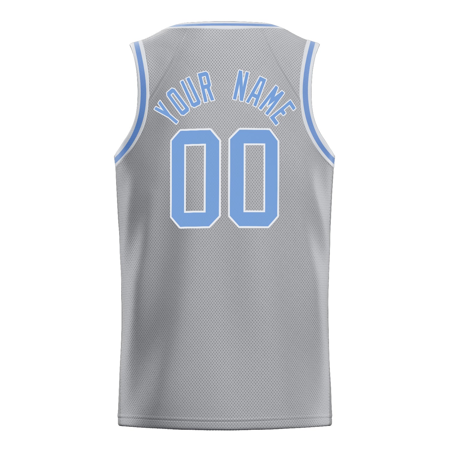 Personalized Gray & Light Blue Solid Color Basketball Jersey