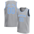 Personalized Gray & Light Blue Solid Color Basketball Jersey