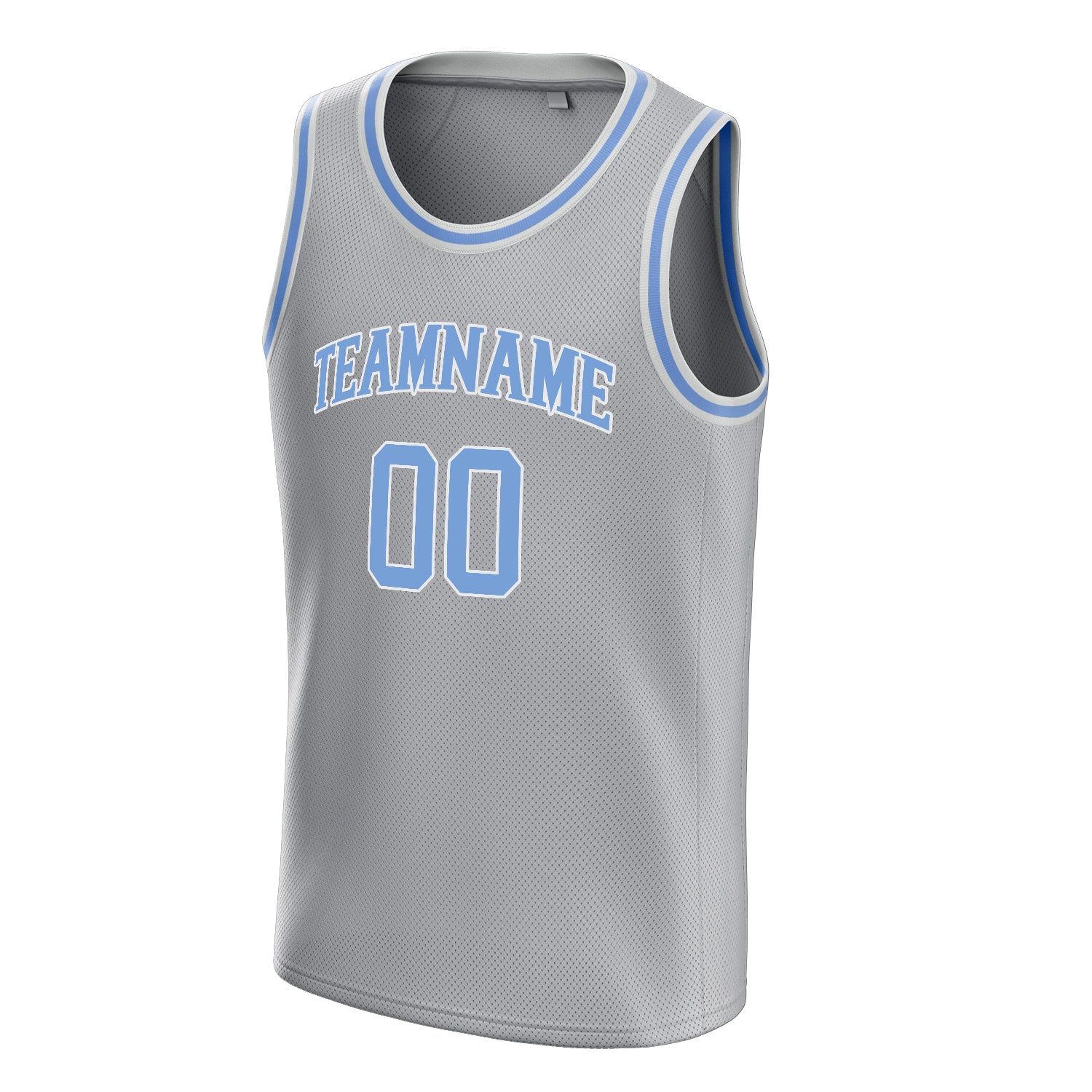 Personalized Gray & Light Blue Solid Color Basketball Jersey