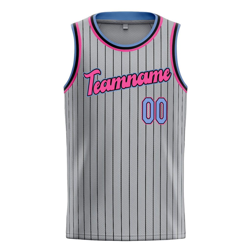 Personalized Gray & Light Blue Solid Color Basketball Jersey