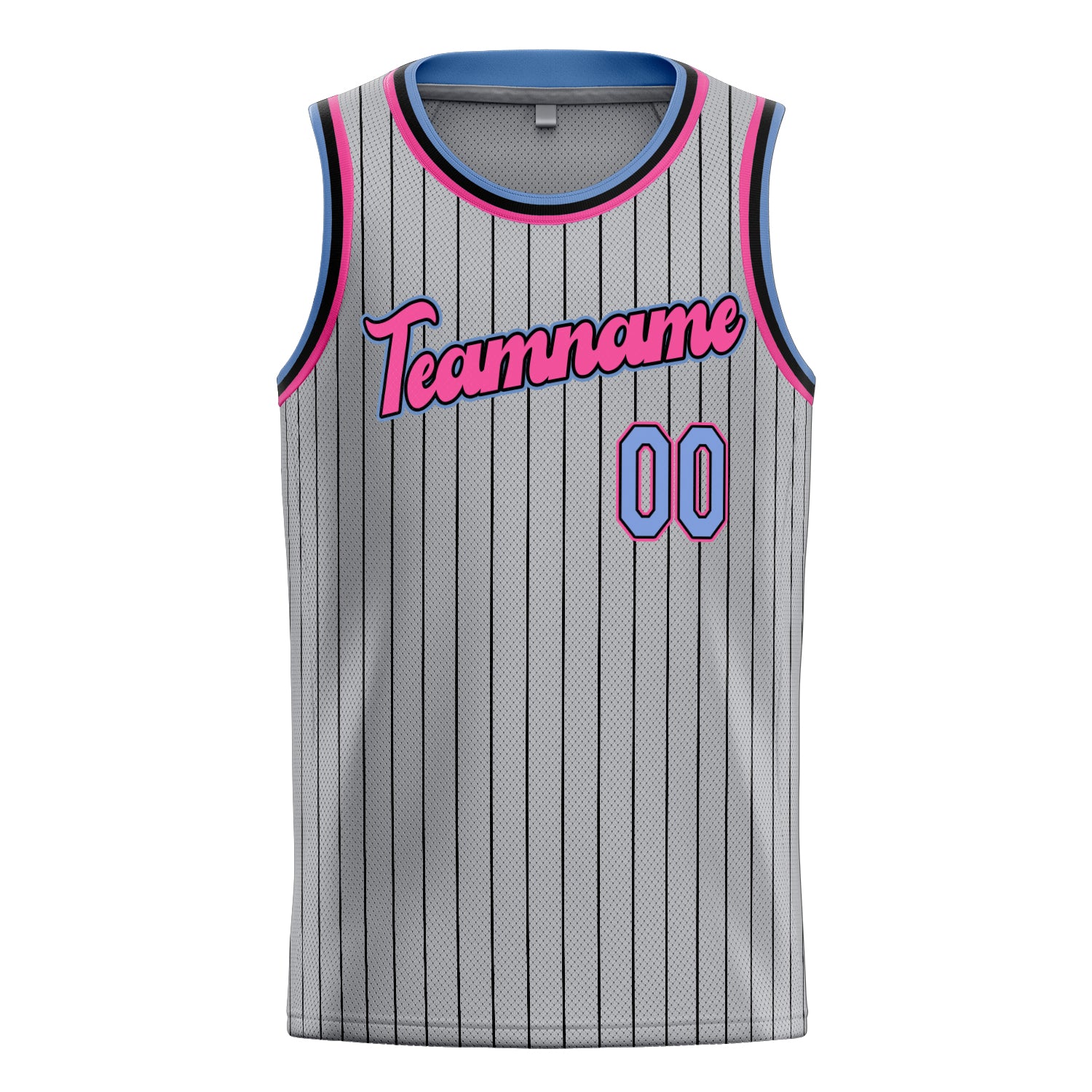 Personalized Gray & Light Blue Solid Color Basketball Jersey