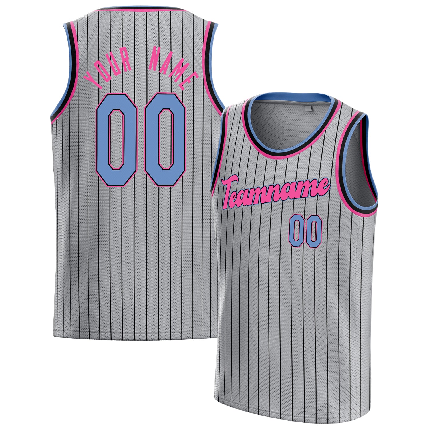 Personalized Gray & Light Blue Solid Color Basketball Jersey