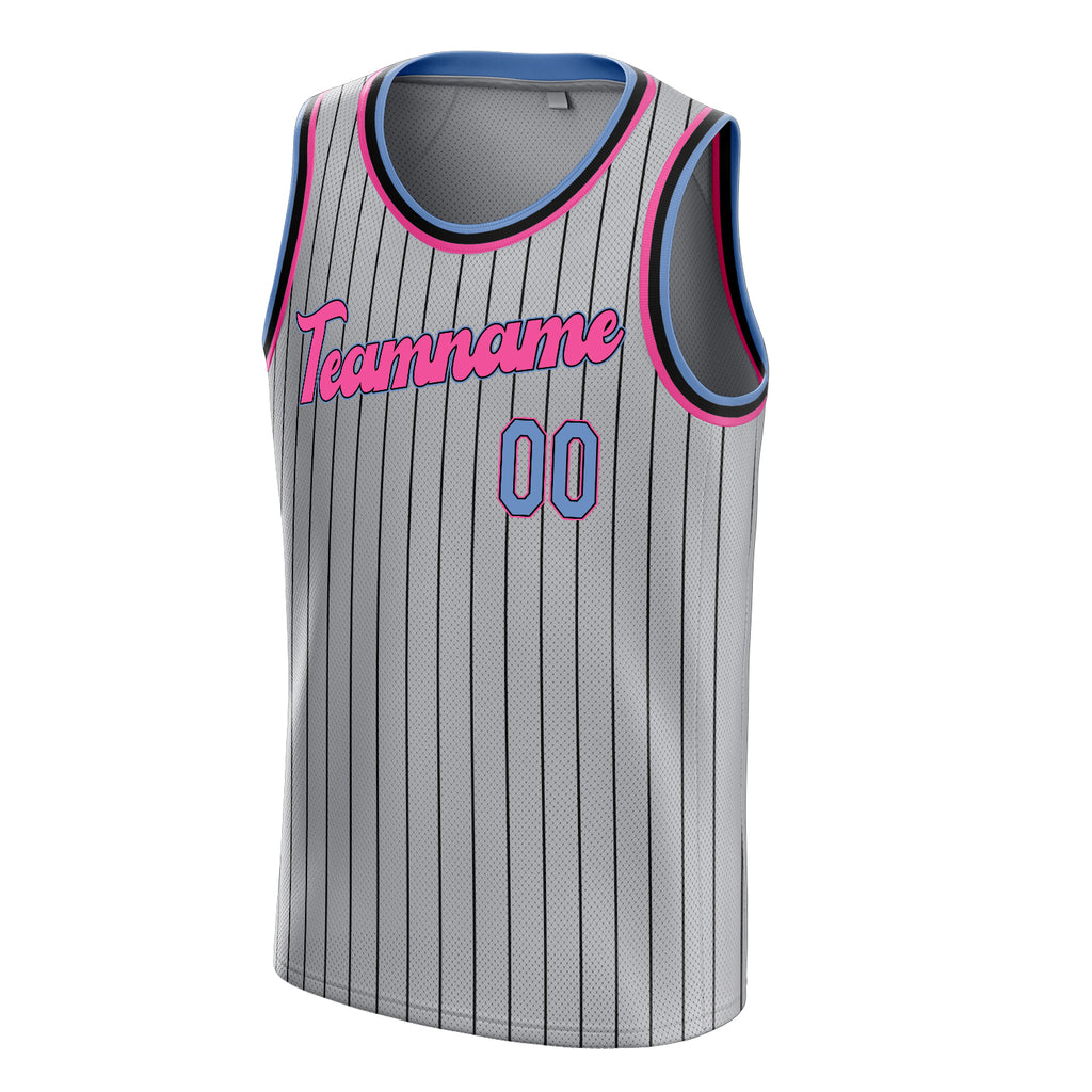 Personalized Gray & Light Blue Solid Color Basketball Jersey
