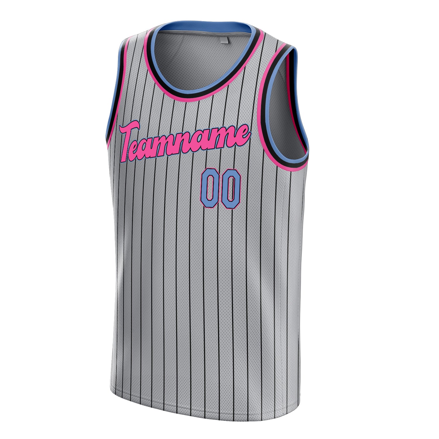 Personalized Gray & Light Blue Solid Color Basketball Jersey