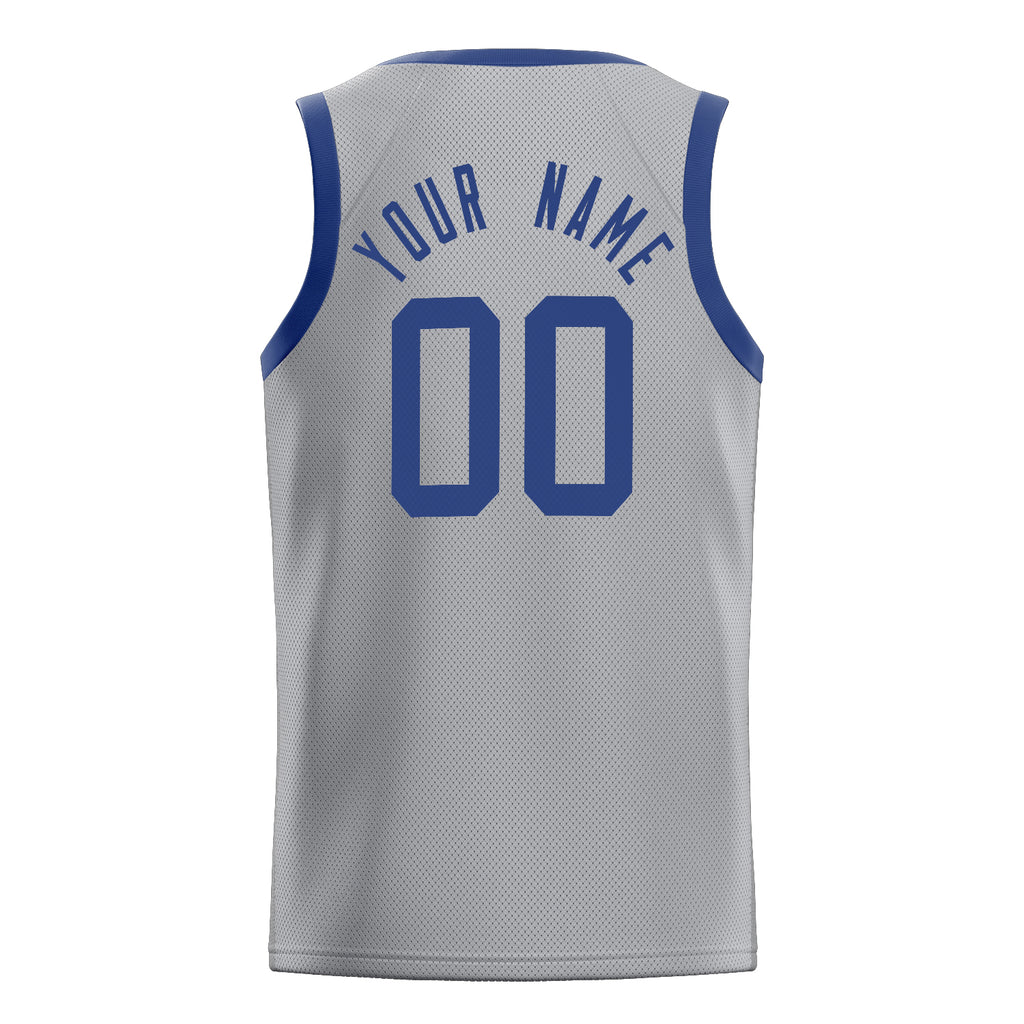 Personalized Gray & Royal Solid Color Basketball Jersey