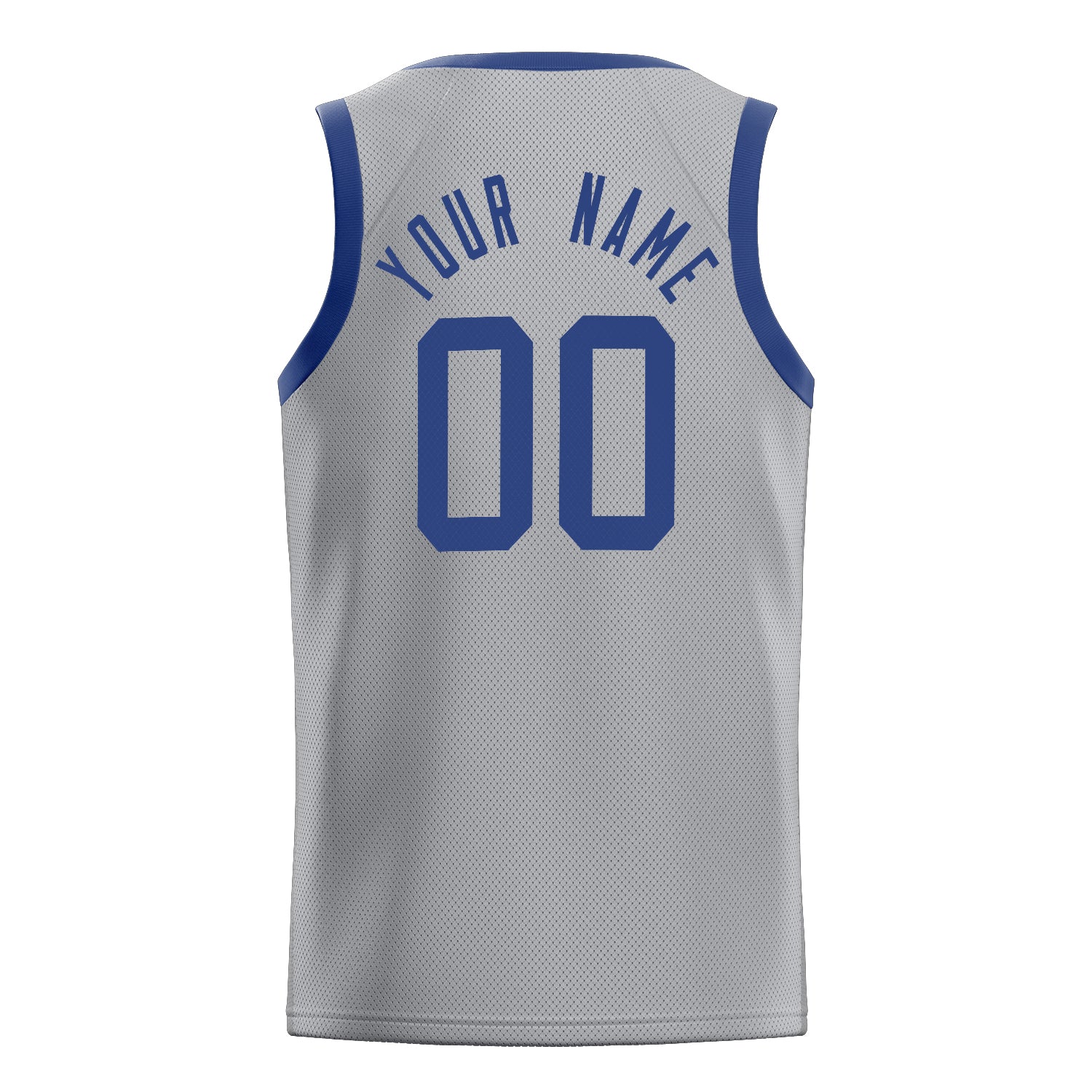 Personalized Gray & Royal Solid Color Basketball Jersey