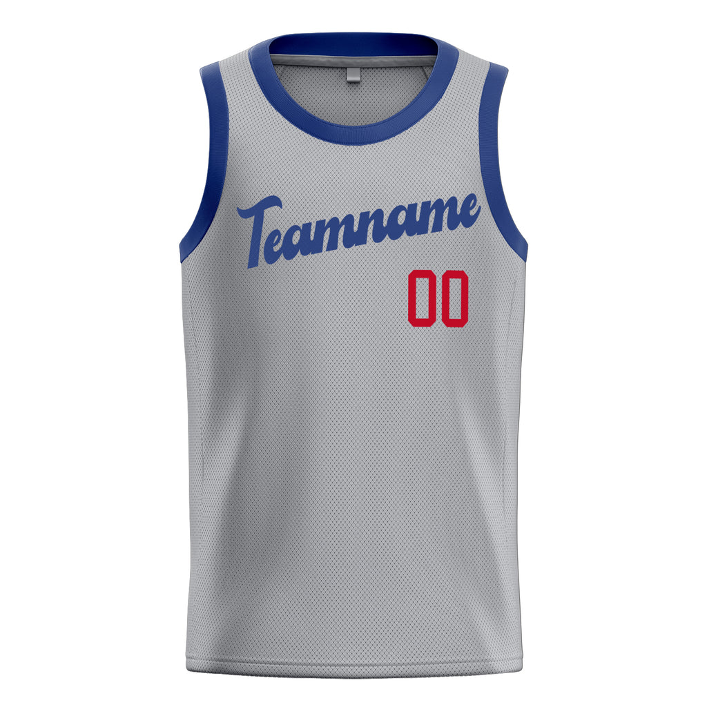 Personalized Gray & Royal Solid Color Basketball Jersey
