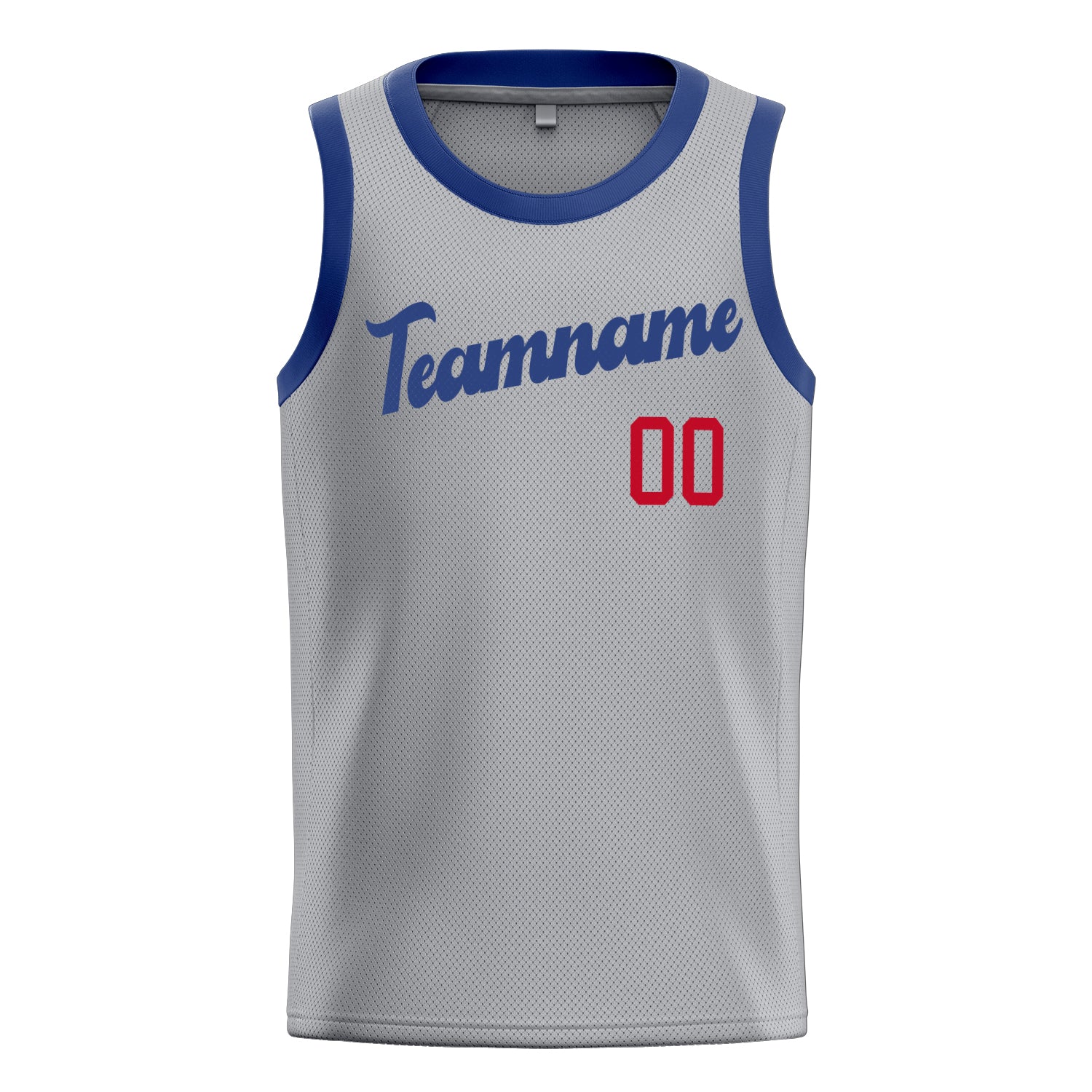 Personalized Gray & Royal Solid Color Basketball Jersey