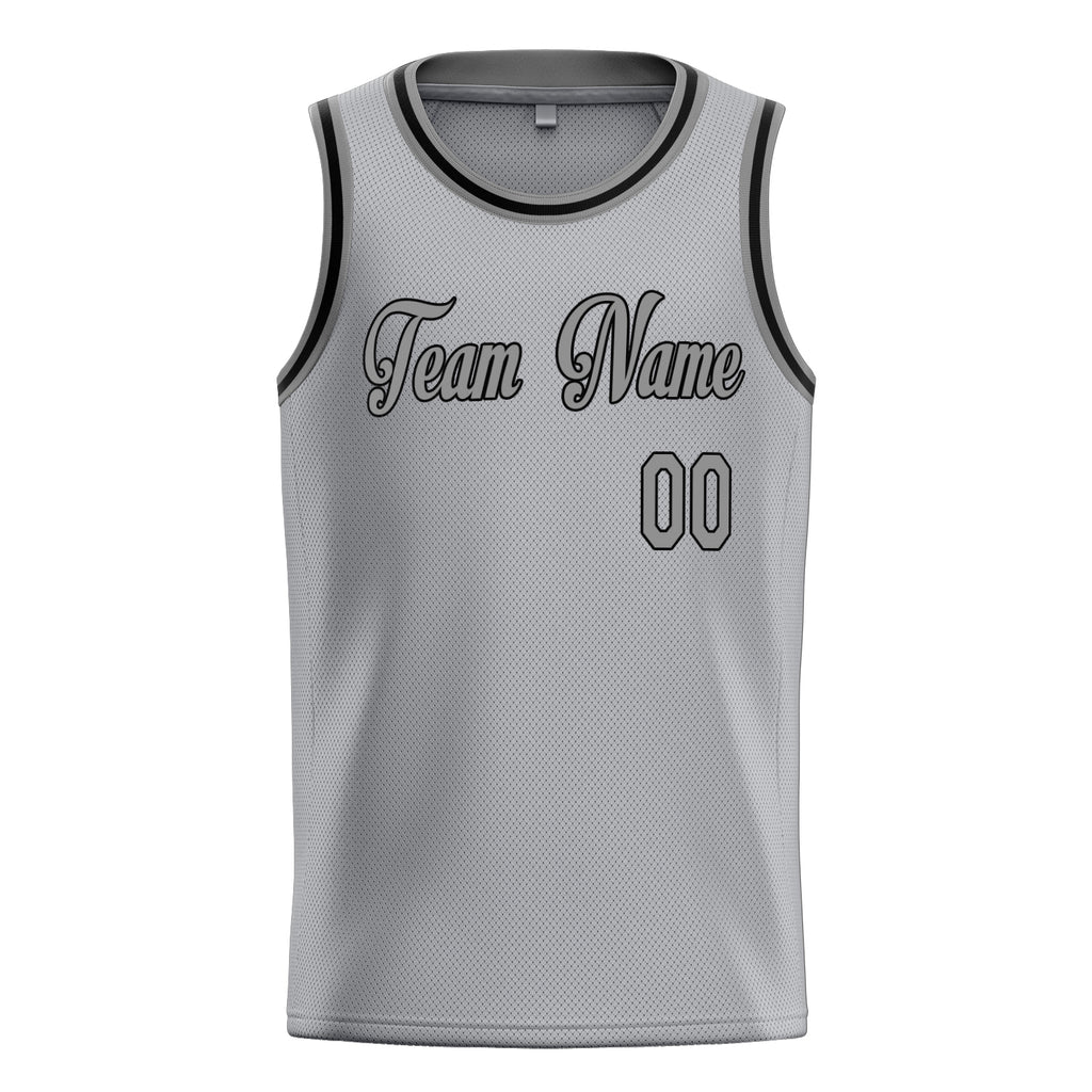 Personalized Gray & Black Solid Color Basketball Jersey