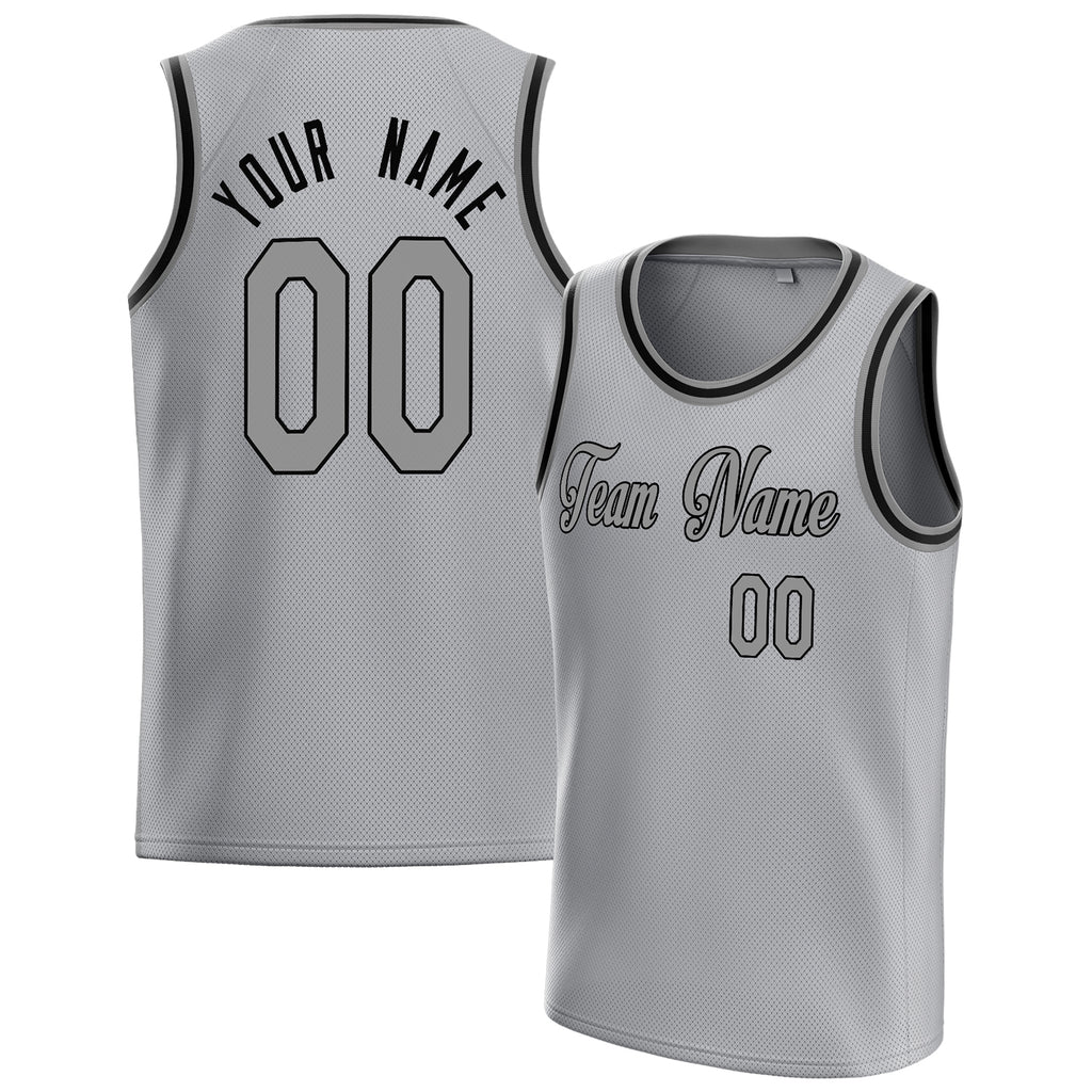 Personalized Gray & Black Solid Color Basketball Jersey