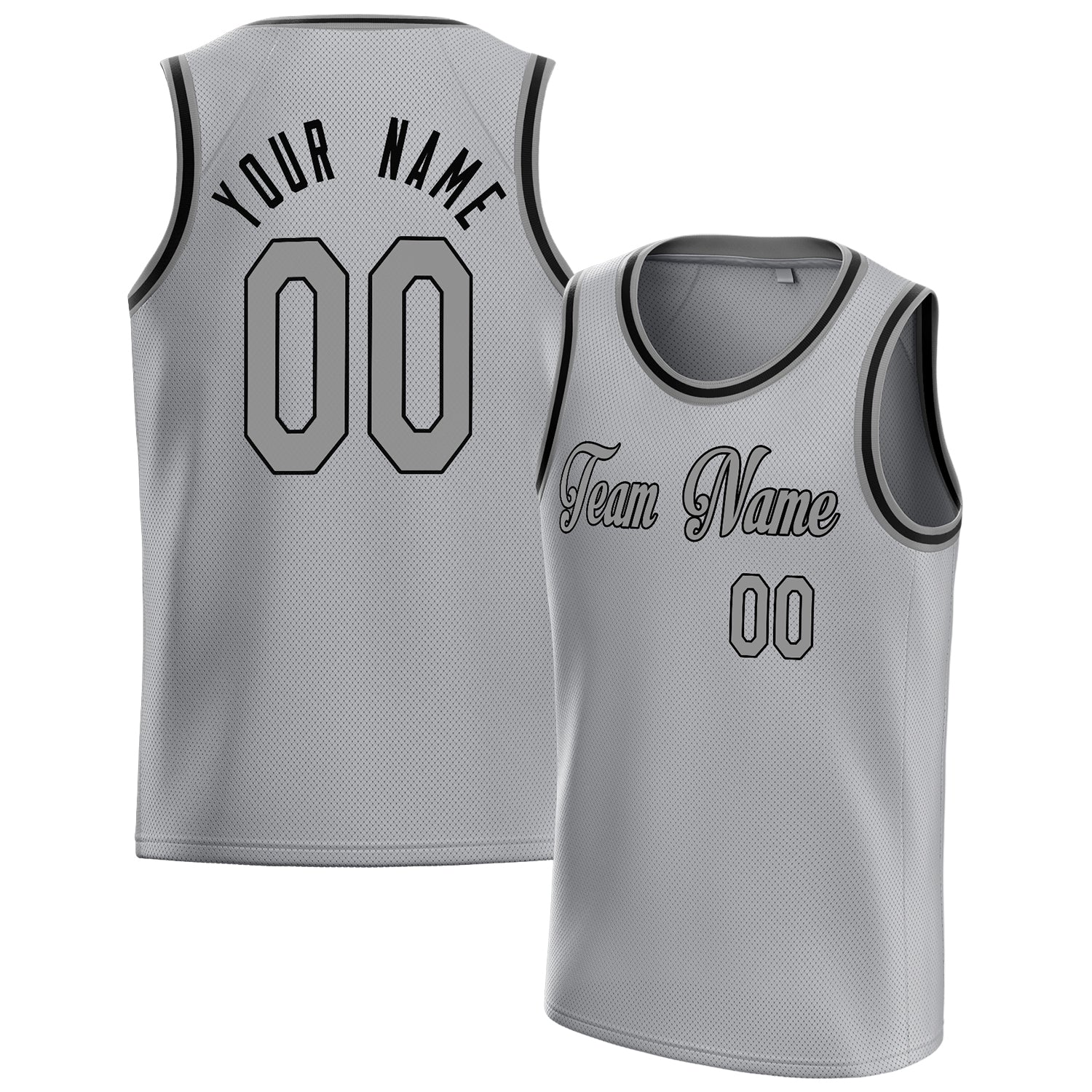 Personalized Gray & Black Solid Color Basketball Jersey