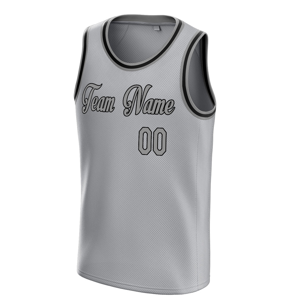 Personalized Gray & Black Solid Color Basketball Jersey