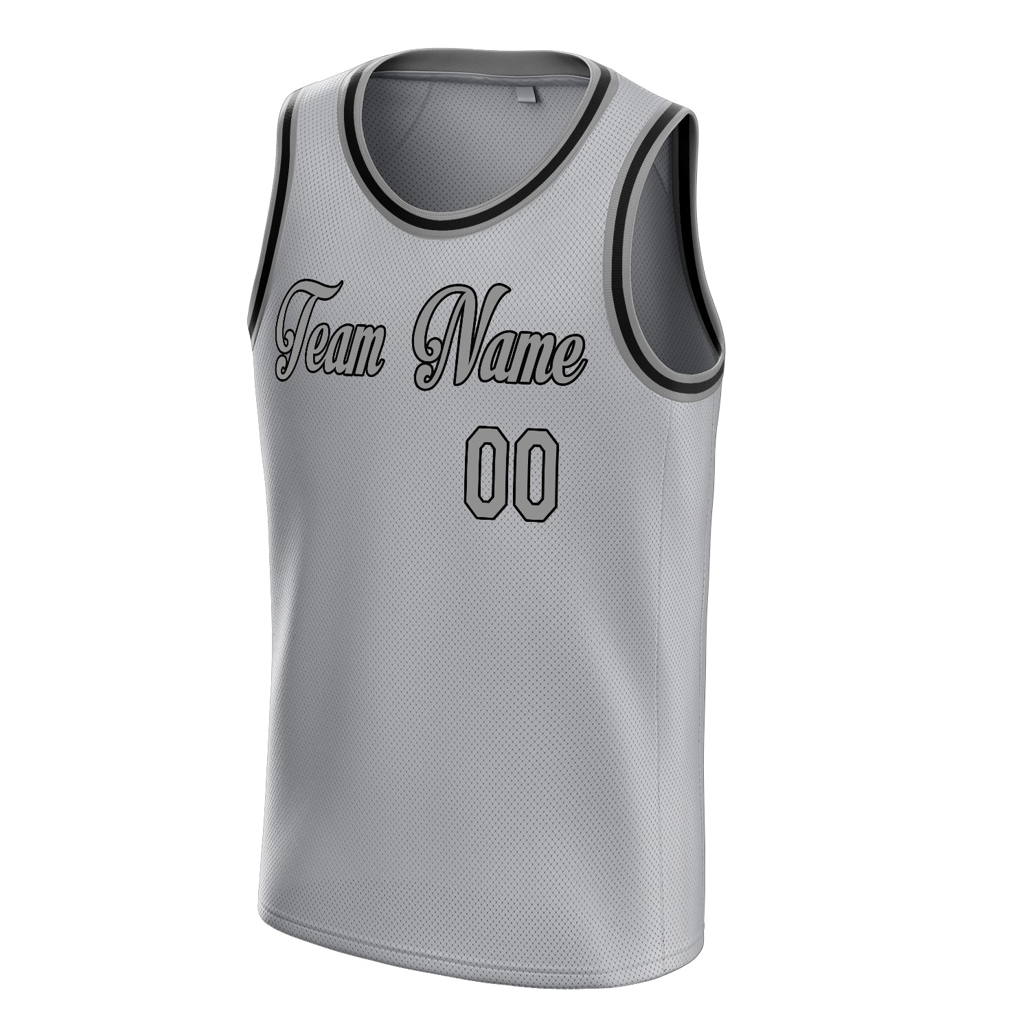 Personalized Gray & Black Solid Color Basketball Jersey