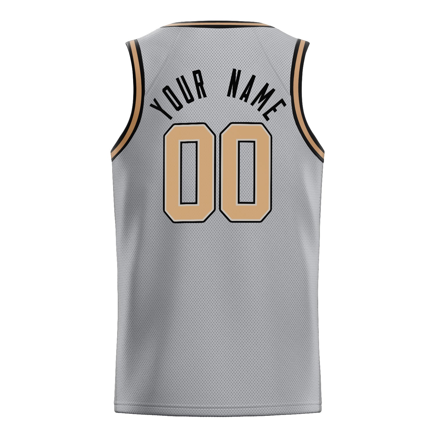 Personalized Gray & Old Gold Solid Color Basketball Jersey