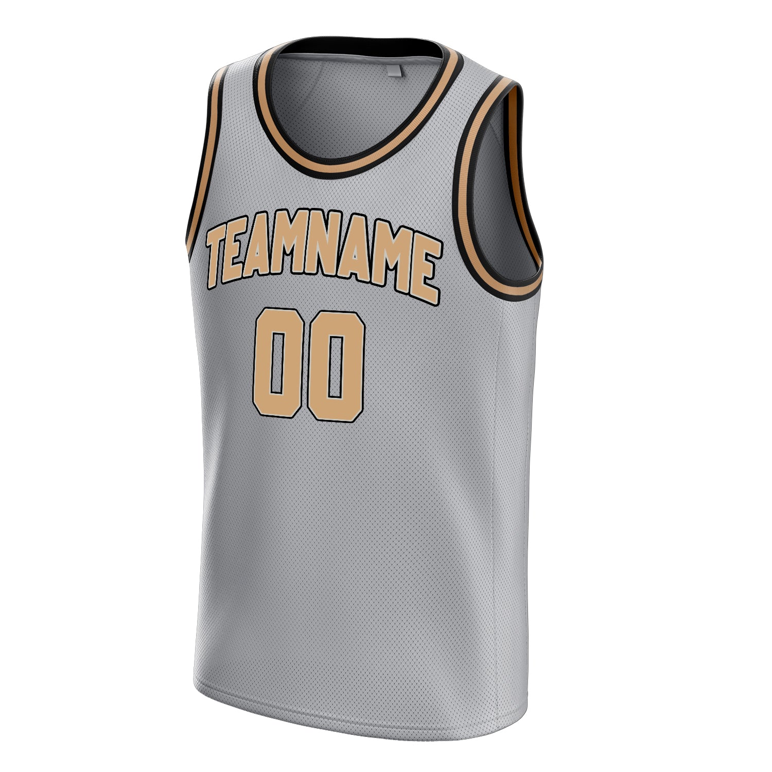 Personalized Gray & Old Gold Solid Color Basketball Jersey