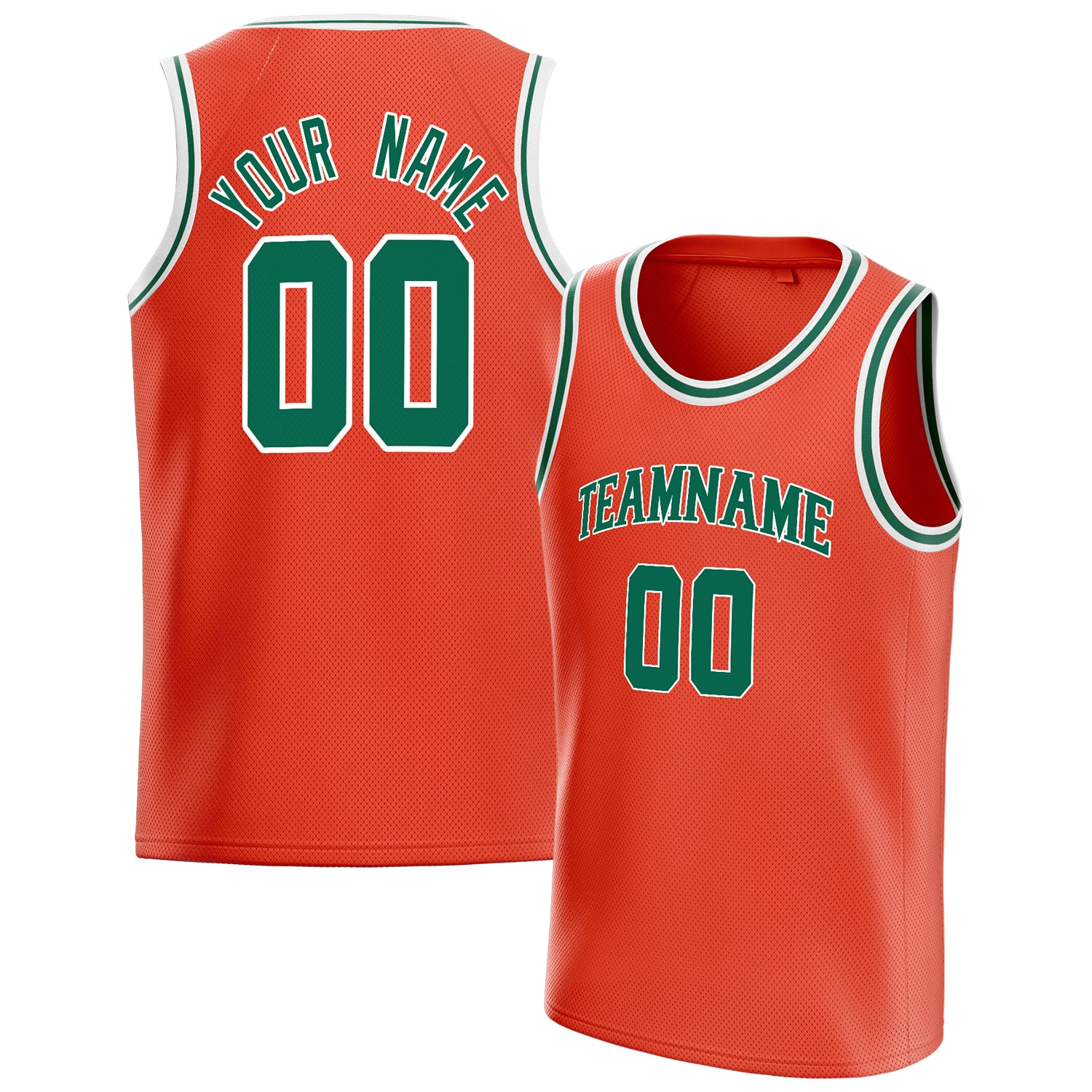 Personalized Orange & Kelly Green Solid Color Basketball Jersey