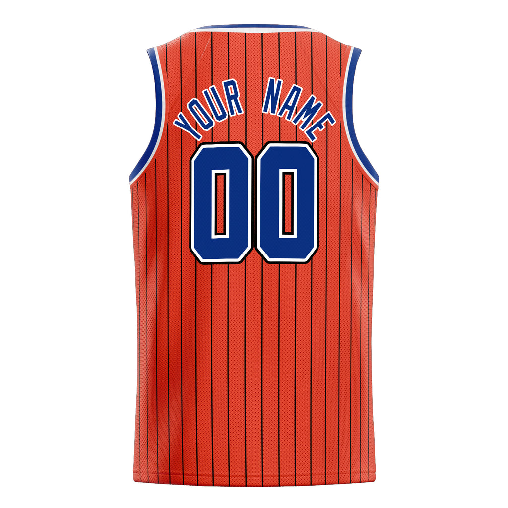 Personalized Orange & Royal Black Pinstripe Basketball Jersey