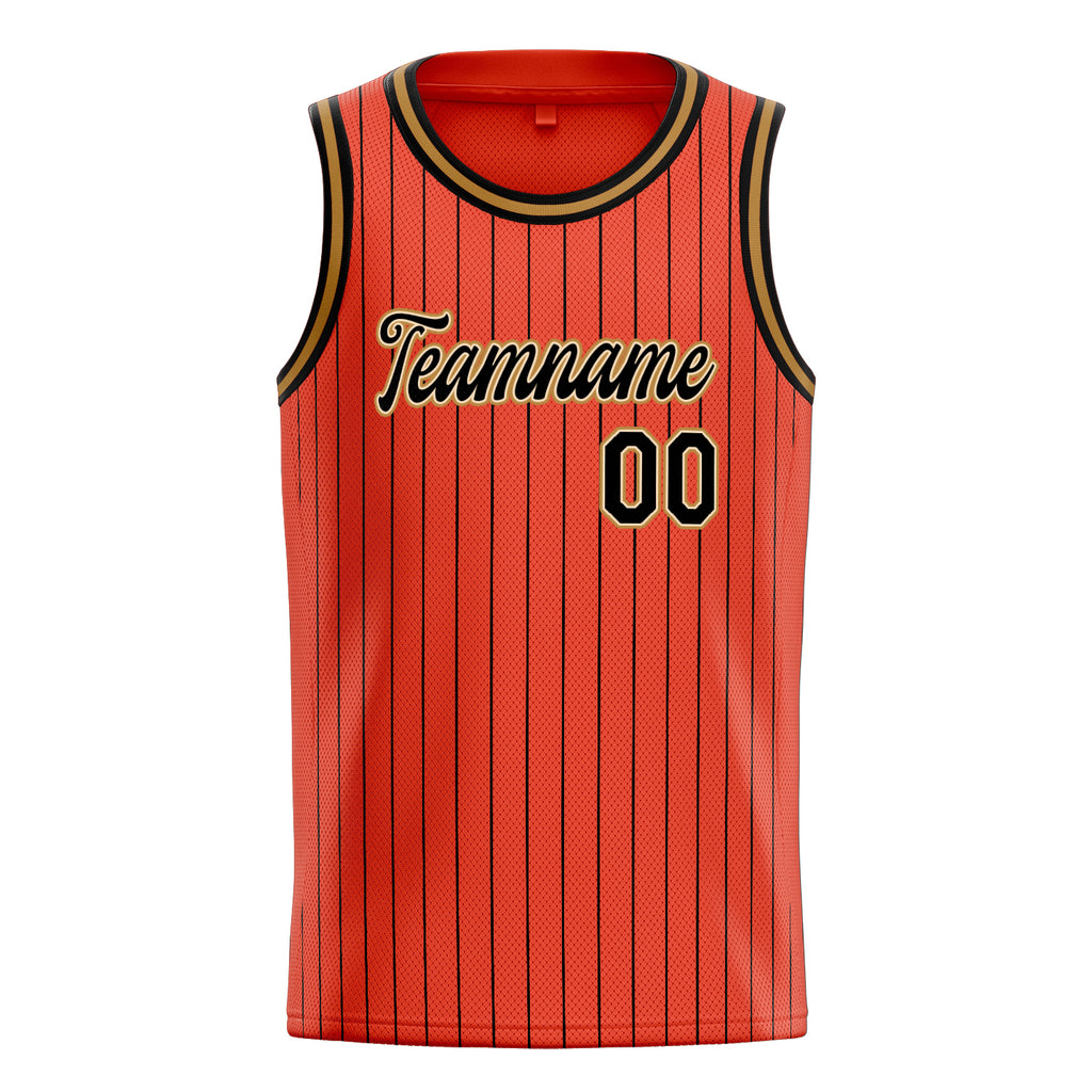 Personalized Orange & Black Pinstripe Basketball Jersey