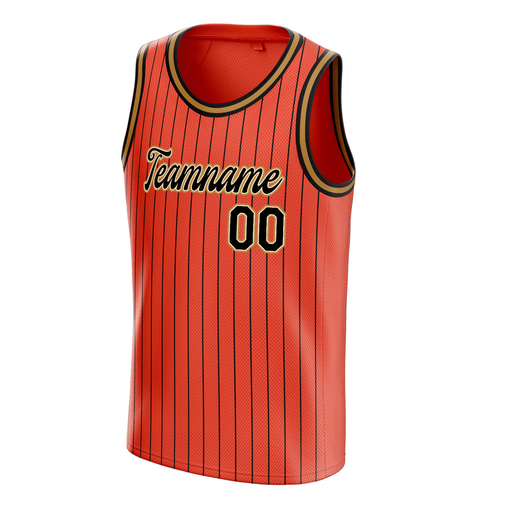 Personalized Orange & Black Pinstripe Basketball Jersey