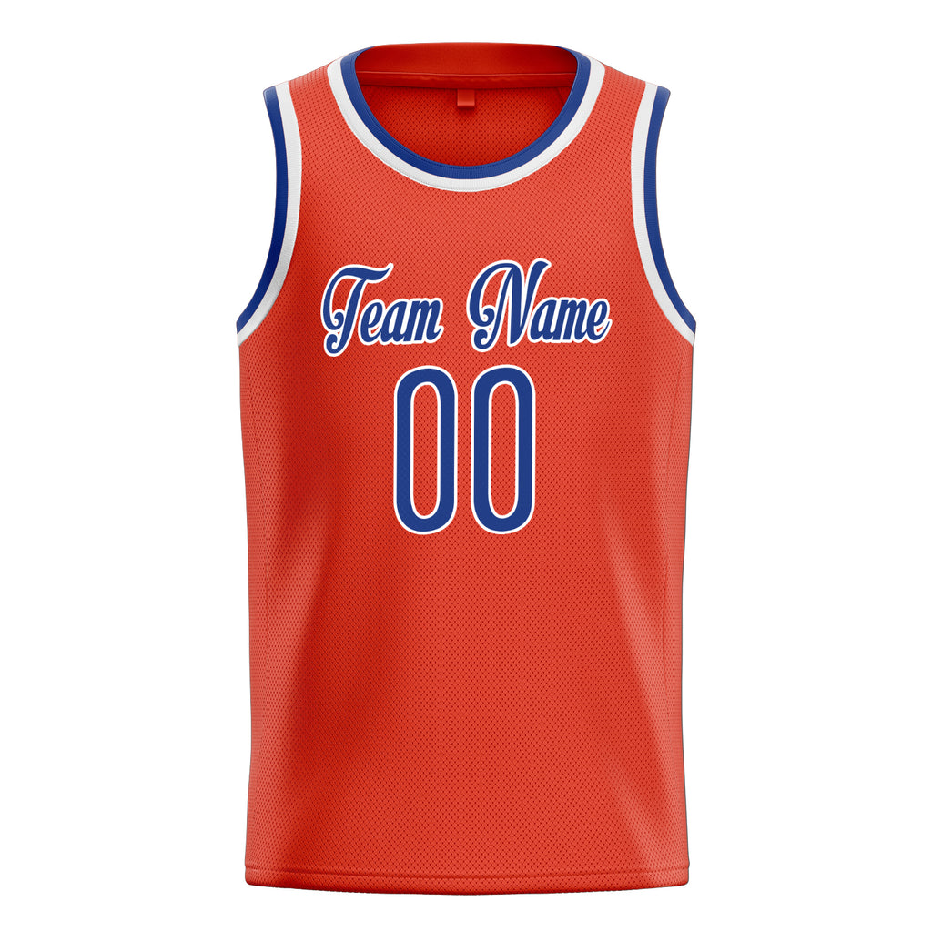 Personalized Orange & Royal Solid Color Basketball Jersey