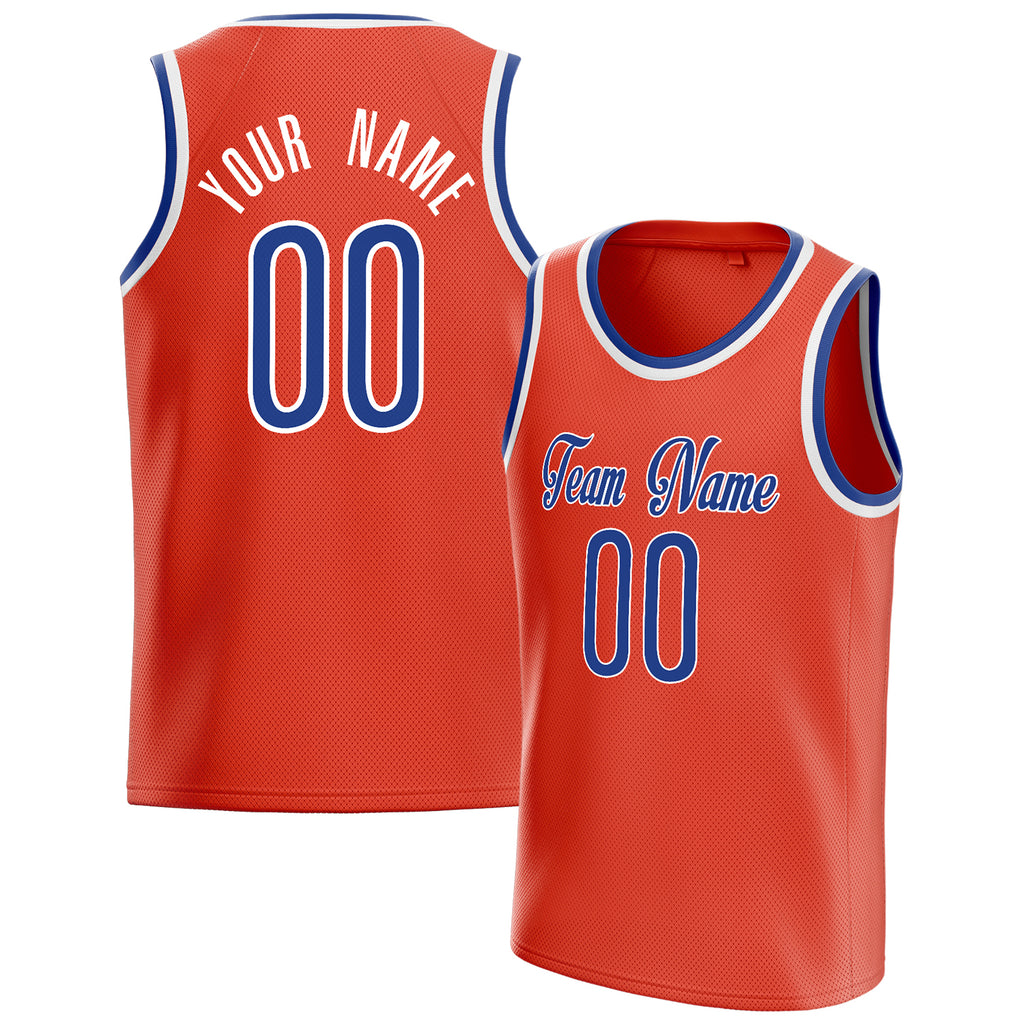 Personalized Orange & Royal Solid Color Basketball Jersey