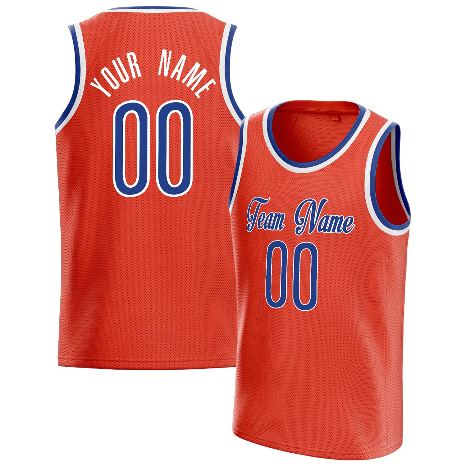 Personalized Orange & Royal Solid Color Basketball Jersey