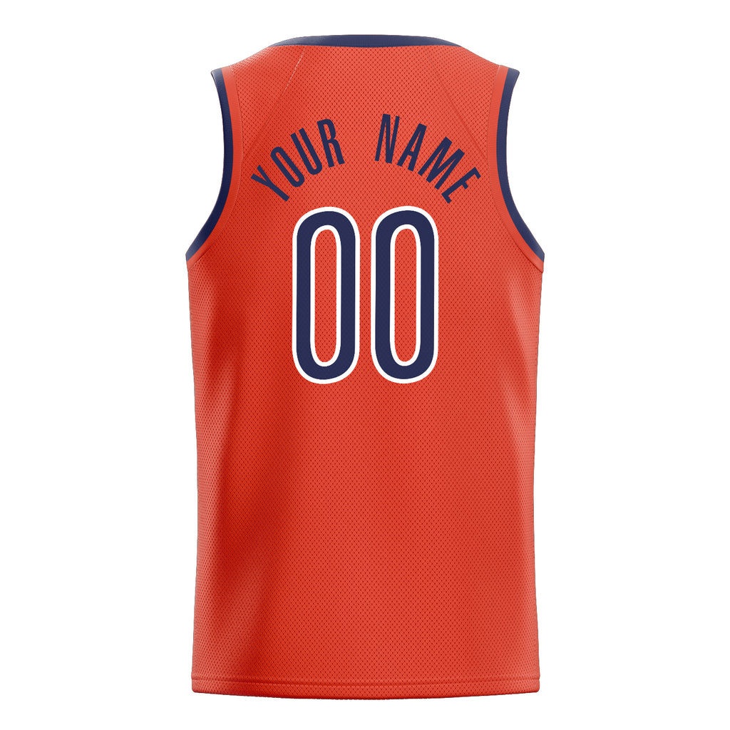 Personalized Orange & Navy Solid Color Basketball Jersey
