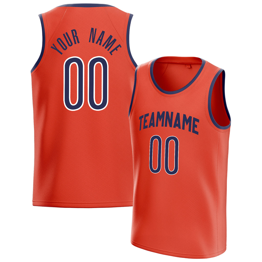 Personalized Orange & Navy Solid Color Basketball Jersey