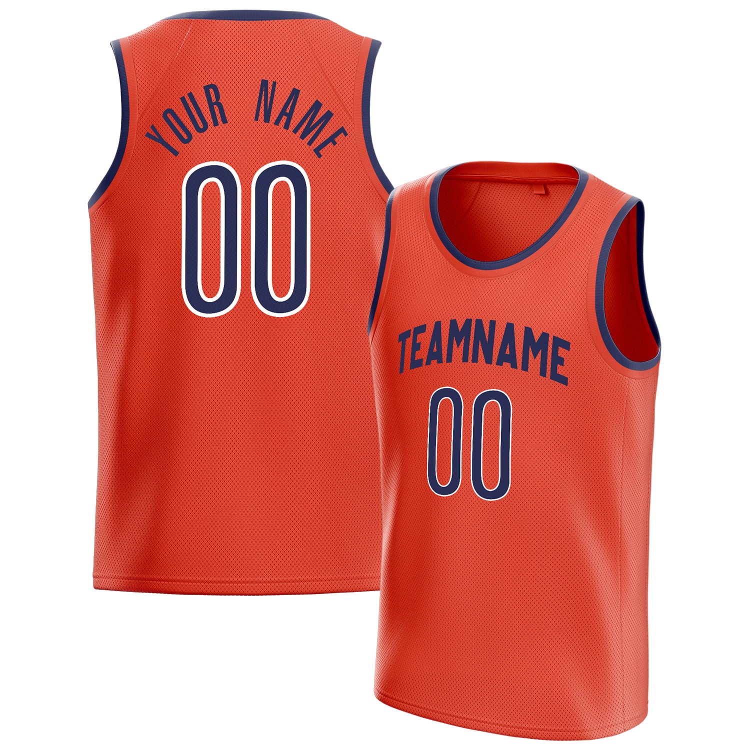 Personalized Orange & Navy Solid Color Basketball Jersey