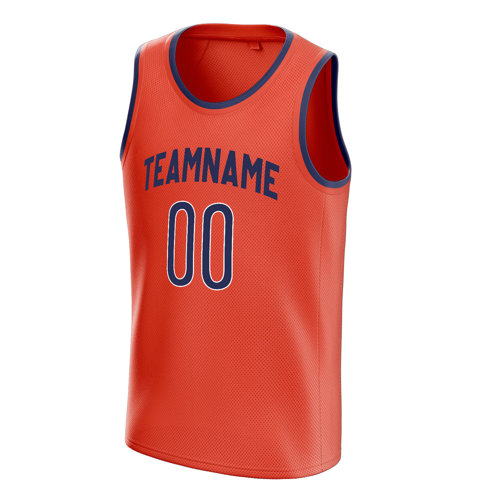 Personalized Orange & Navy Solid Color Basketball Jersey