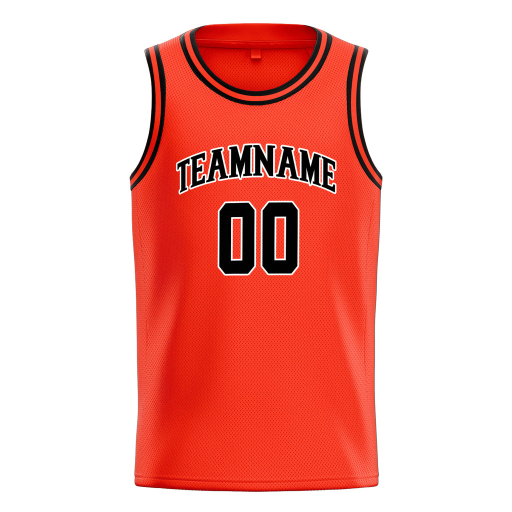 Personalized Orange & Black Solid Color Basketball Jersey