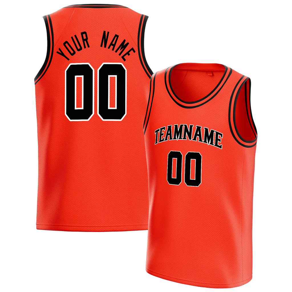 Personalized Orange & Black Solid Color Basketball Jersey