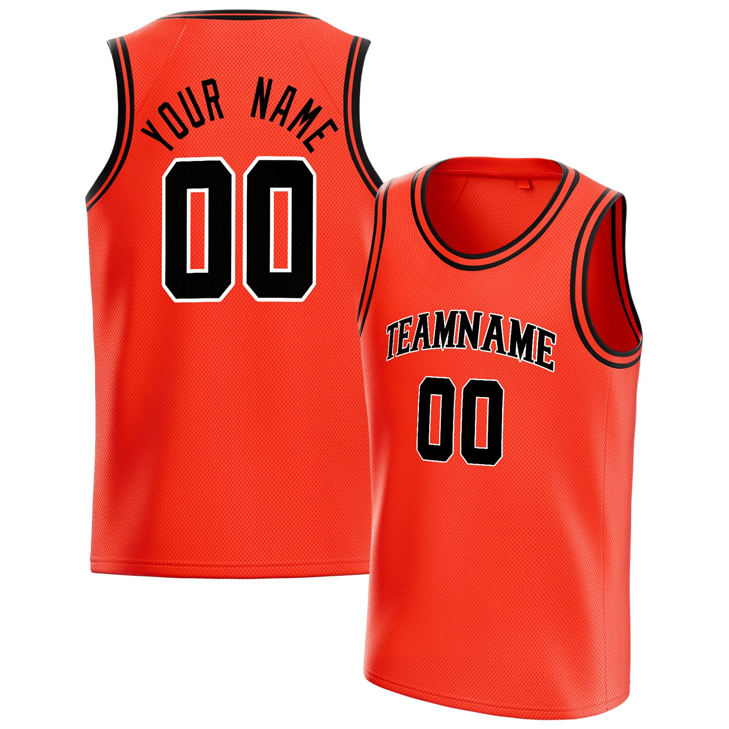 Personalized Orange & Black Solid Color Basketball Jersey