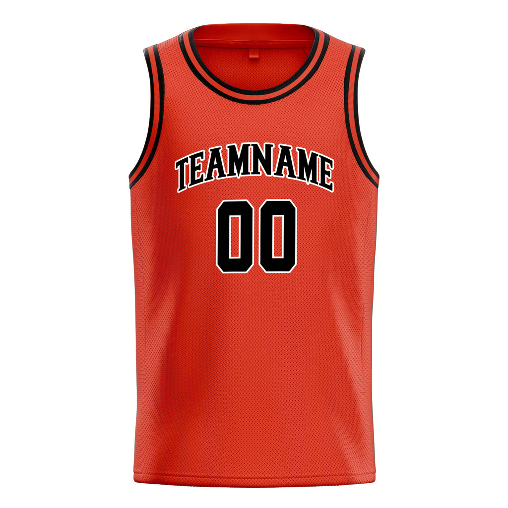 Personalized Orange & Black Solid Color Basketball Jersey