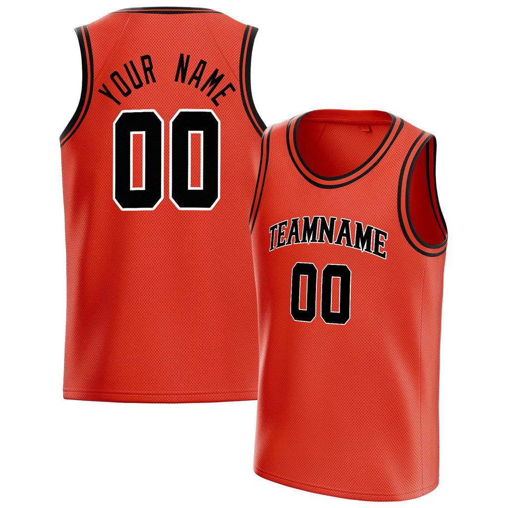 Personalized Orange & Black Solid Color Basketball Jersey