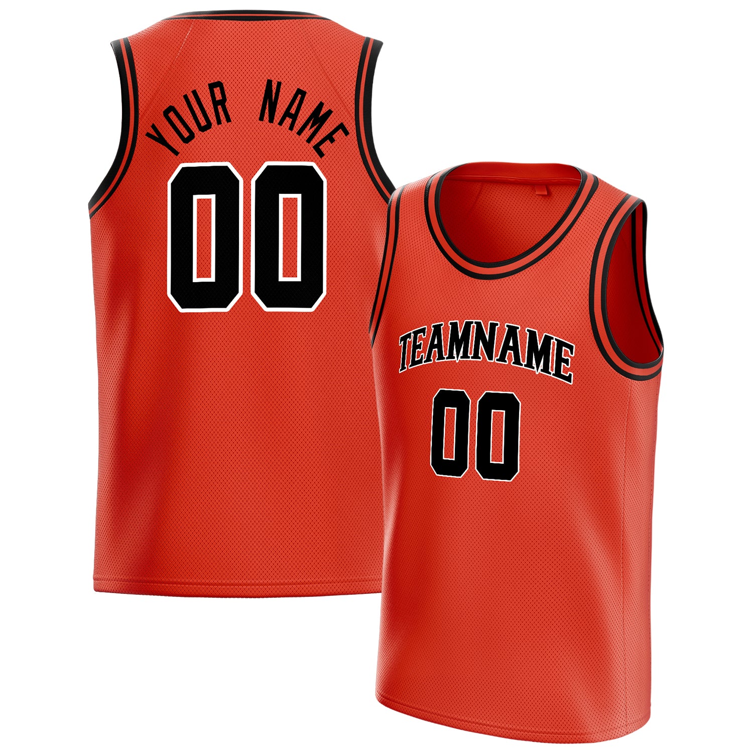 Personalized Orange & Black Solid Color Basketball Jersey