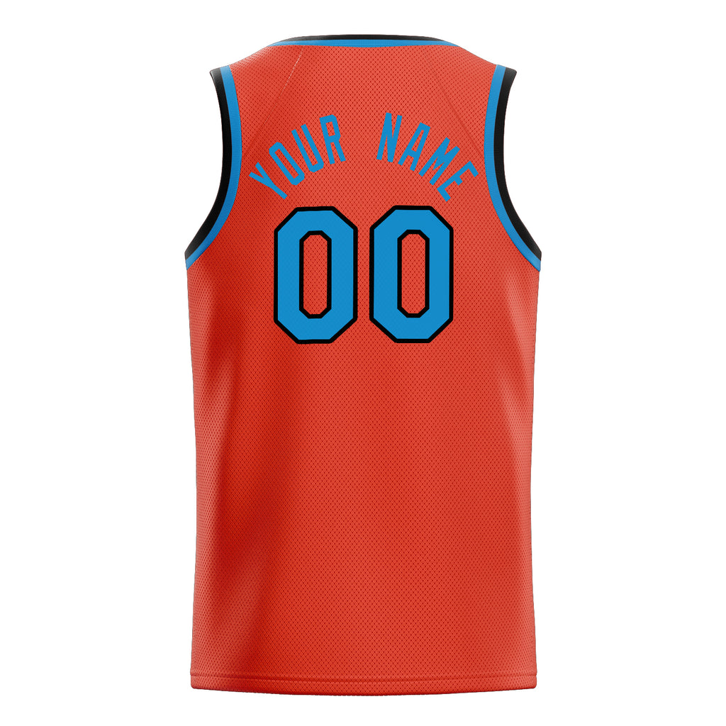 Personalized Orange & Blue Solid Color Basketball Jersey