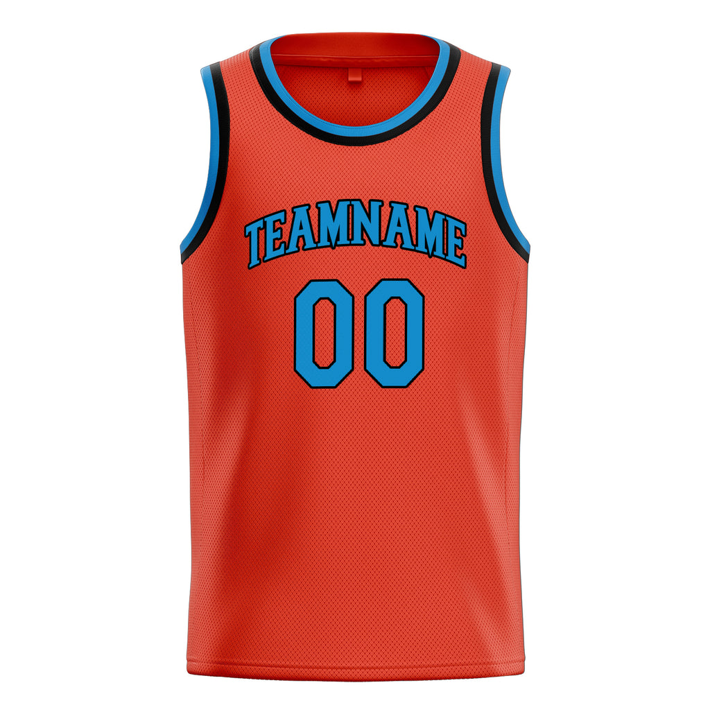 Personalized Orange & Blue Solid Color Basketball Jersey