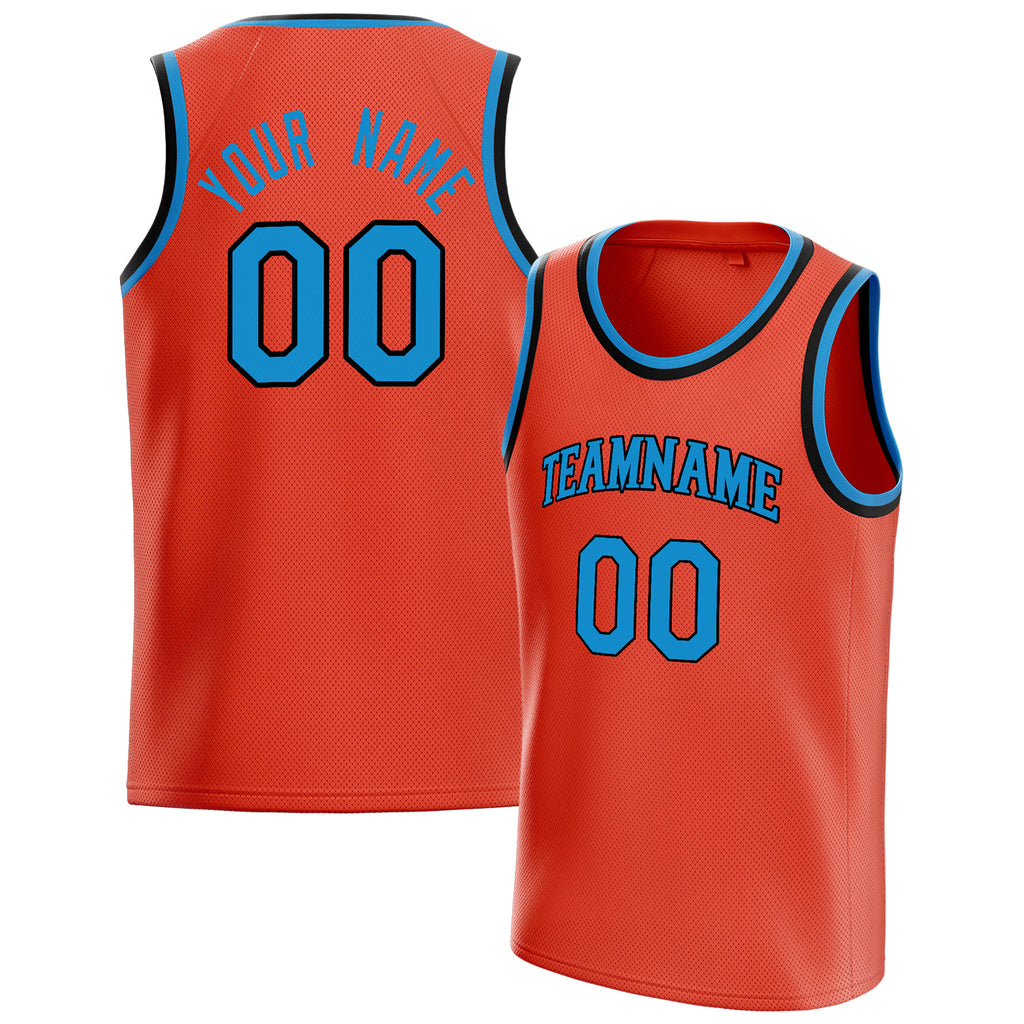 Personalized Orange & Blue Solid Color Basketball Jersey
