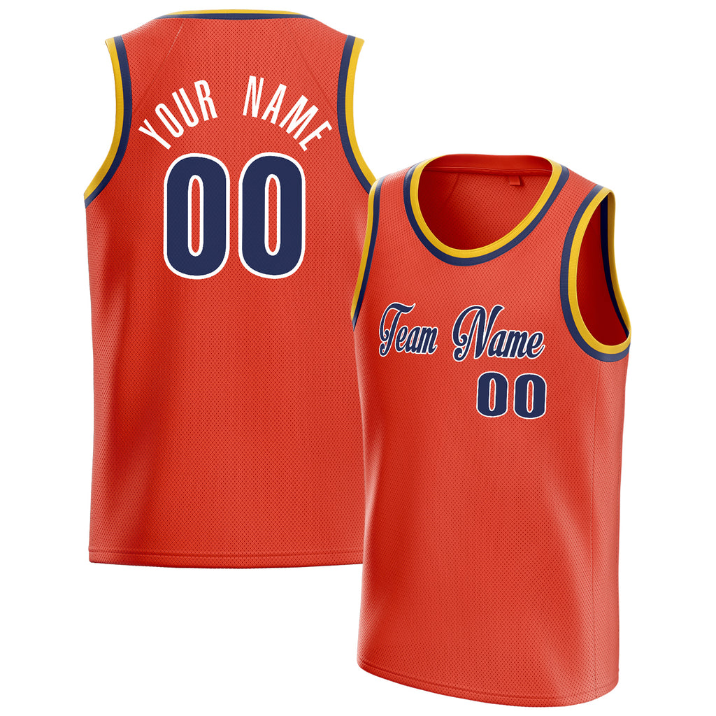 Personalized Orange & Navy Solid Color Basketball Jersey