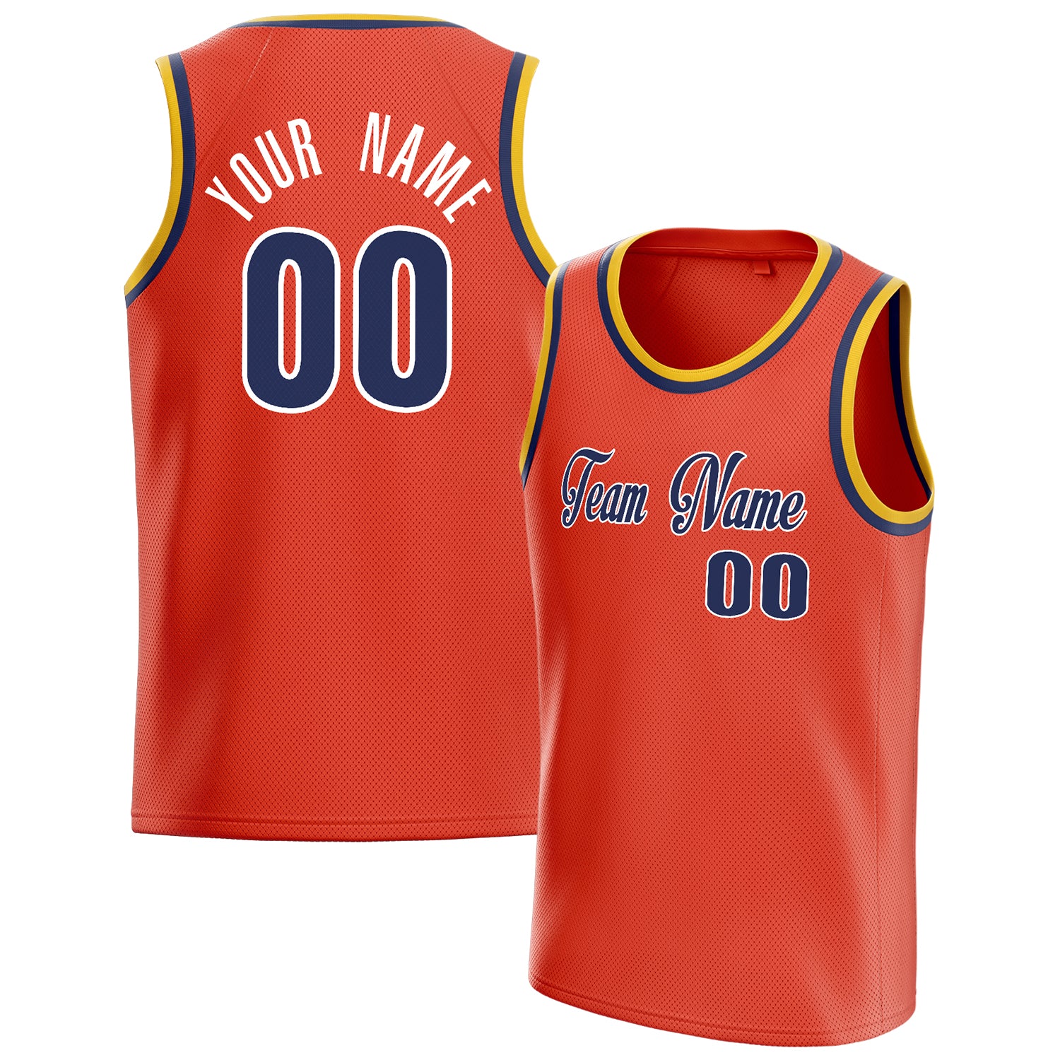 Personalized Orange & Navy Solid Color Basketball Jersey