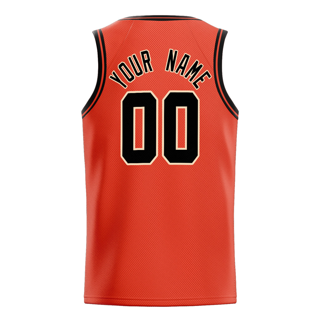 Personalized Orange & Black Solid Color Basketball Jersey